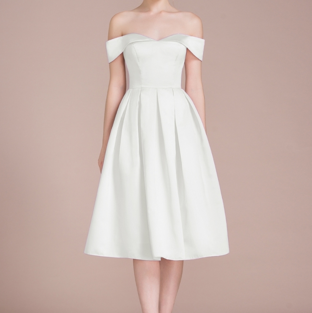 JJs House Knee-Length Formal Dress Size 14 Color Ivory (White)